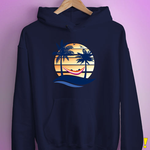 Lesbian Pride Hammock Summer Beach Sunset Hoodie - Navy
